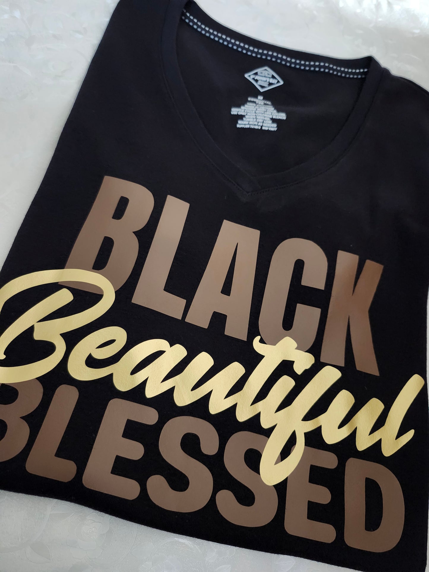 Black Beautiful V-neck Tee