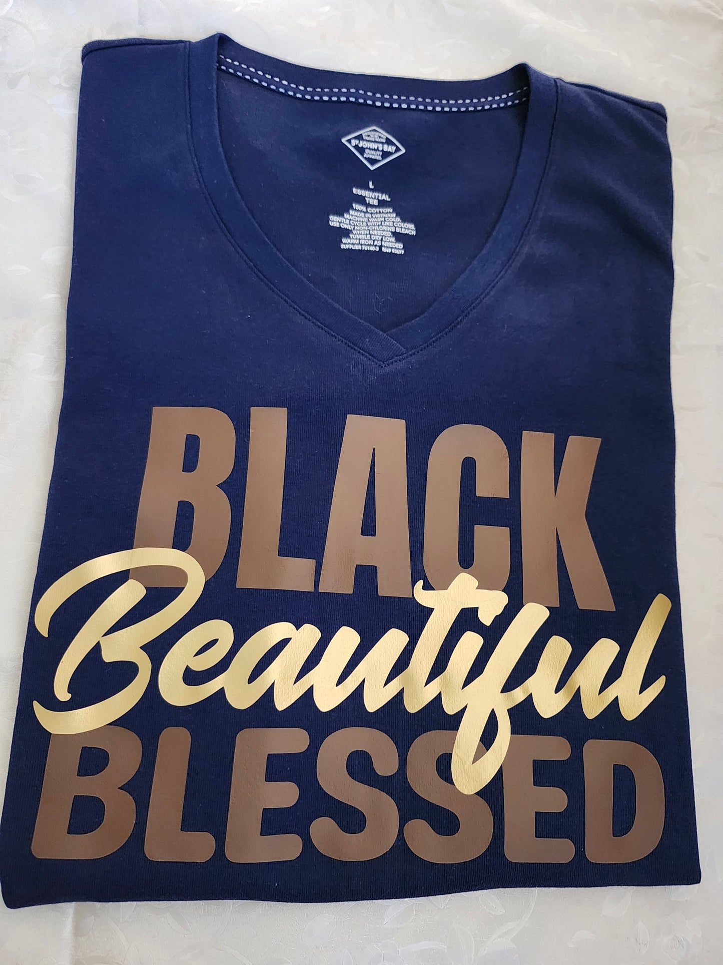 Black Beautiful V-neck Tee
