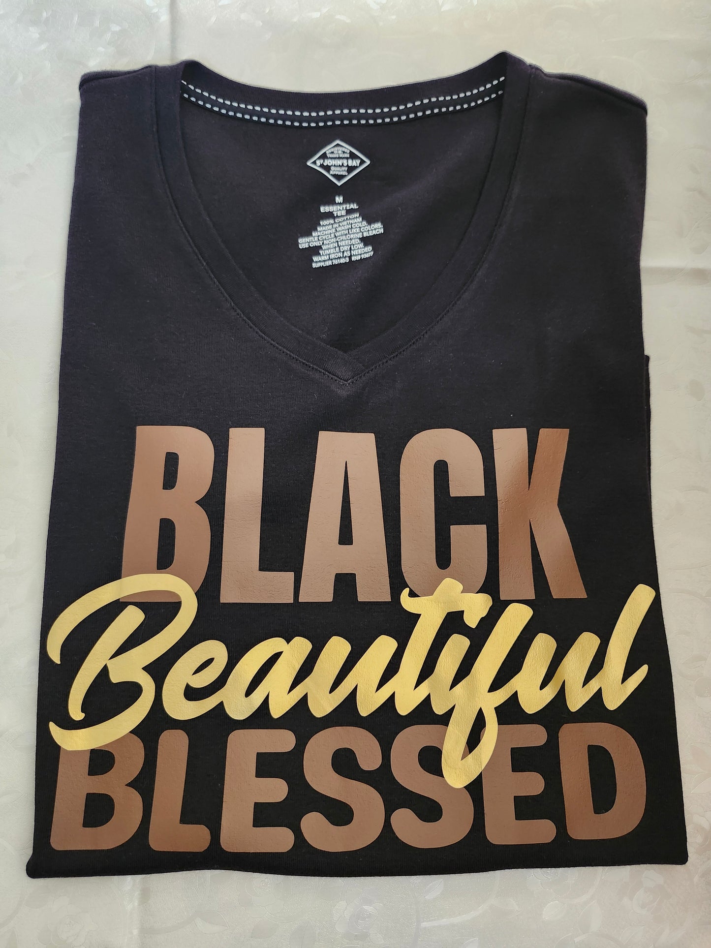 Black Beautiful V-neck Tee