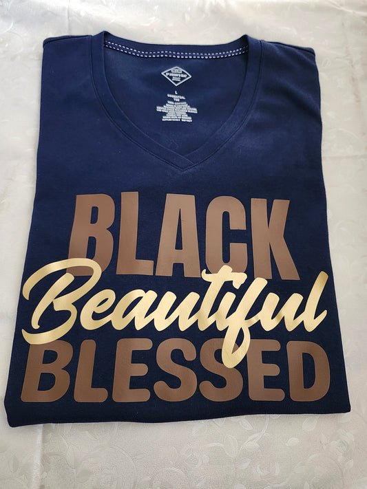 Black Beautiful V-neck Tee